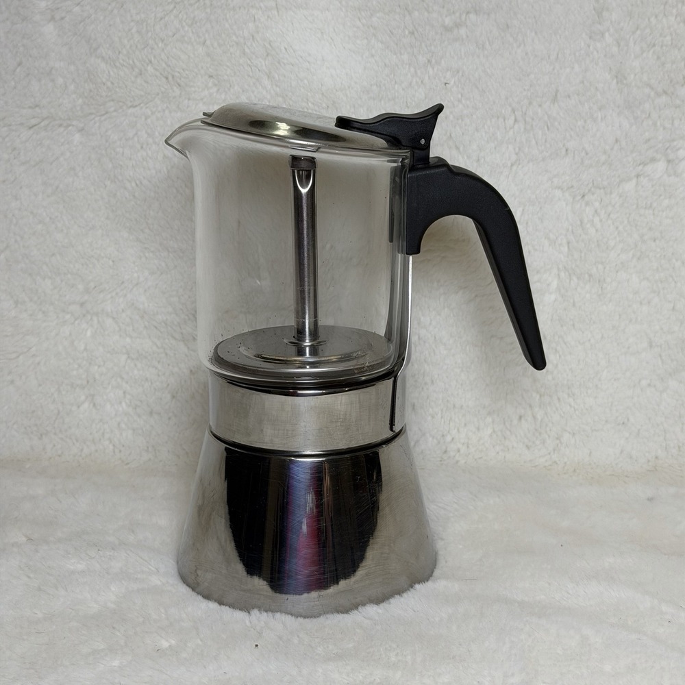 Stovetop Espresso Maker Moka Pot Glass-Top & Stainless Steel